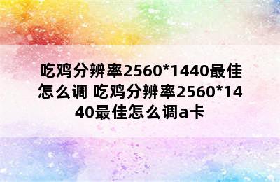 吃鸡分辨率2560*1440最佳怎么调 吃鸡分辨率2560*1440最佳怎么调a卡